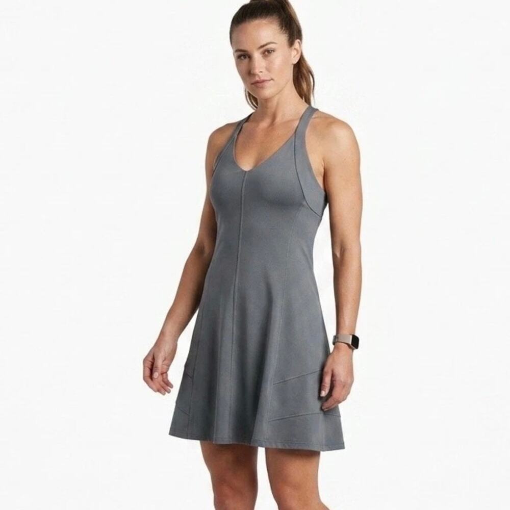 Kuhl Womens Java Athletic Dress M Gray Sleeveless Criss Cross Racerback Stretch